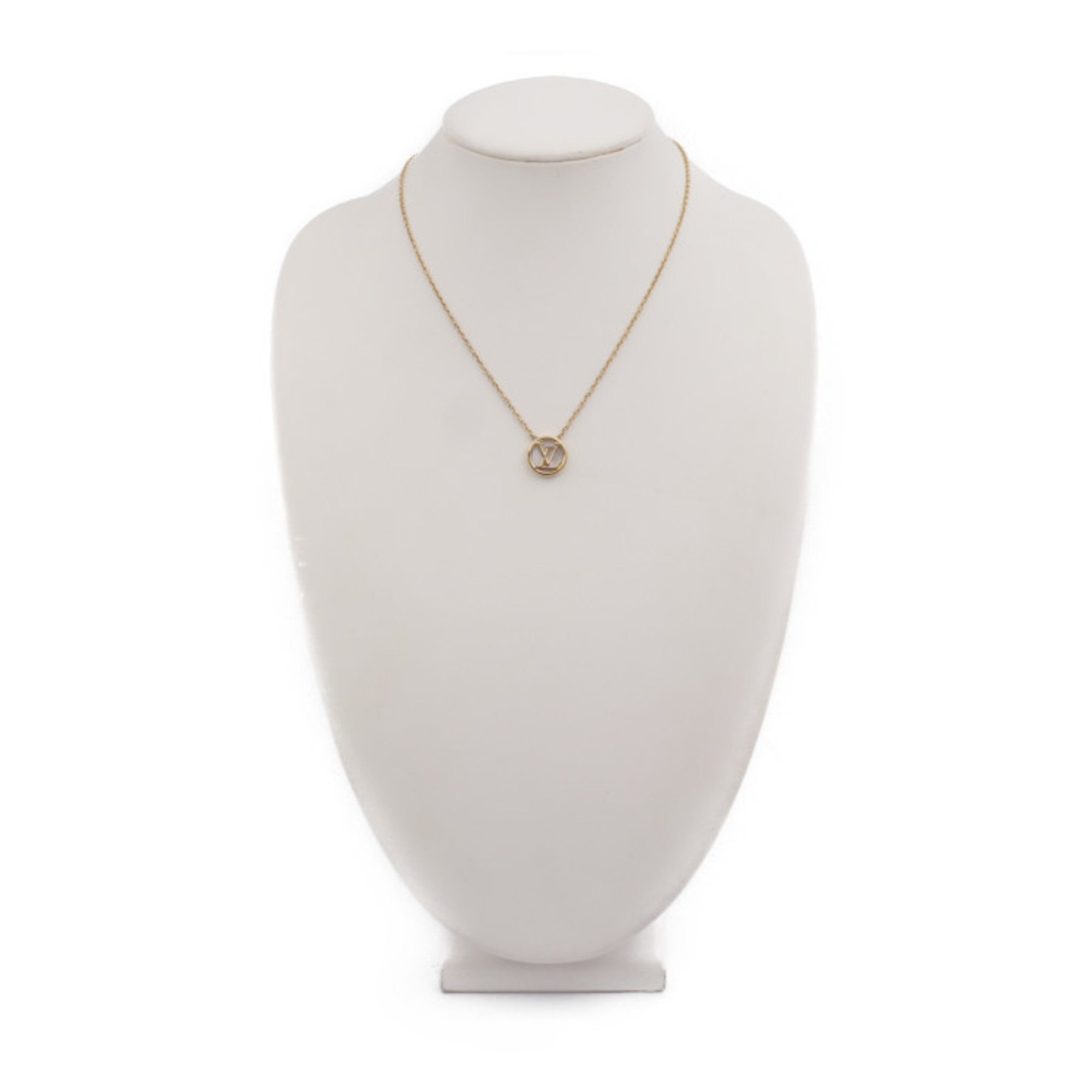 LOUIS VUITTON Louis Vuitton Collier L TO V Necklace M80259 Metal Mother of Pearl Gold Circle