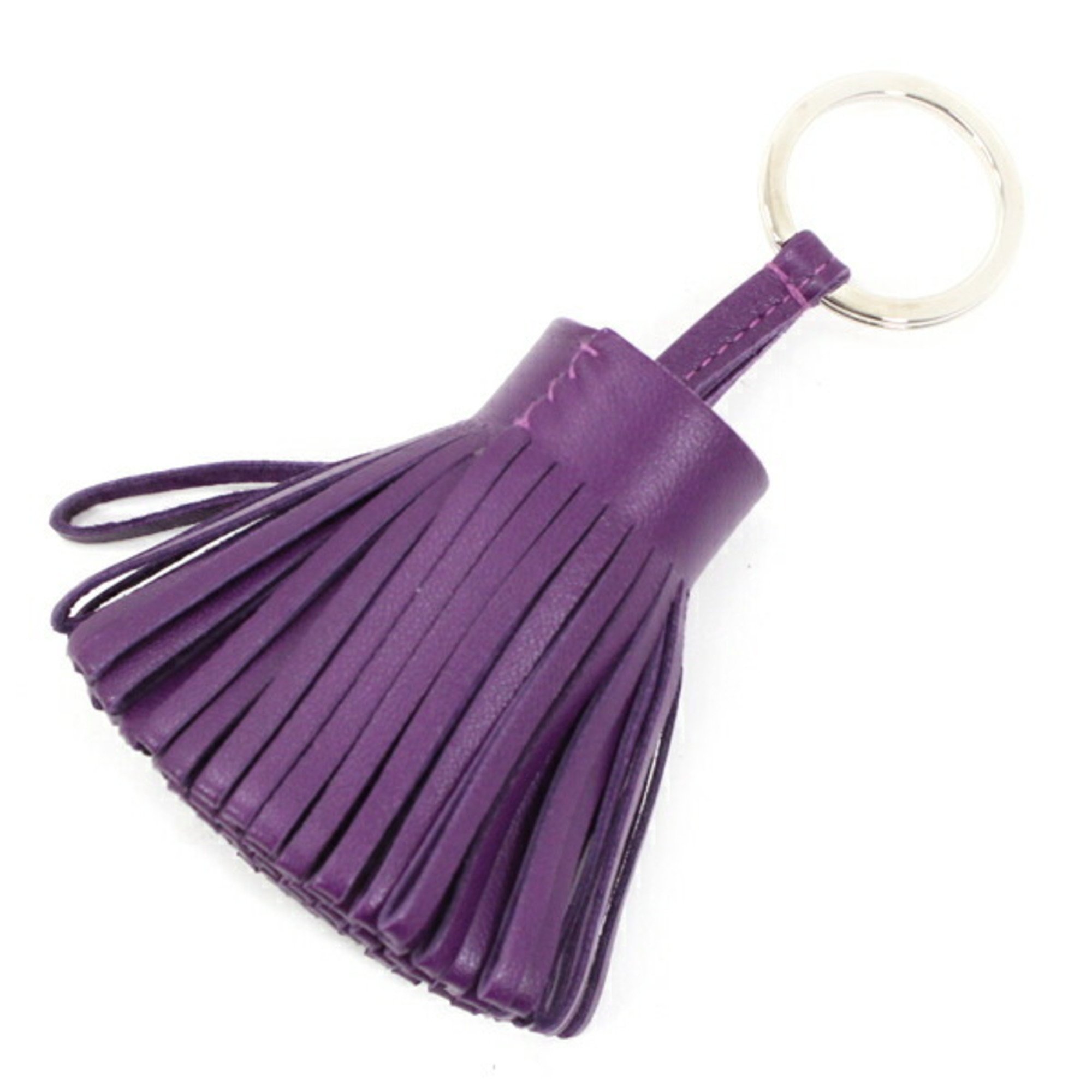 Hermes Key Holder Bag Charm Carmen Lambskin Violet Purple Ring Tassel TK2244