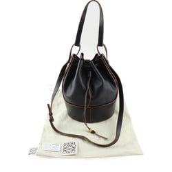 LOEWE Balloon Bag Medium Shoulder 326 75AC30 Calfskin Black Brown Anagram Bucket