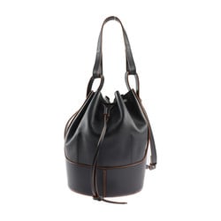 LOEWE Balloon Bag Medium Shoulder 326 75AC30 Calfskin Black Brown Anagram Bucket