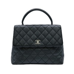 CHANEL Matelasse Caviar Skin Kelly Tote Bag Handbag Black Seal Included A12397