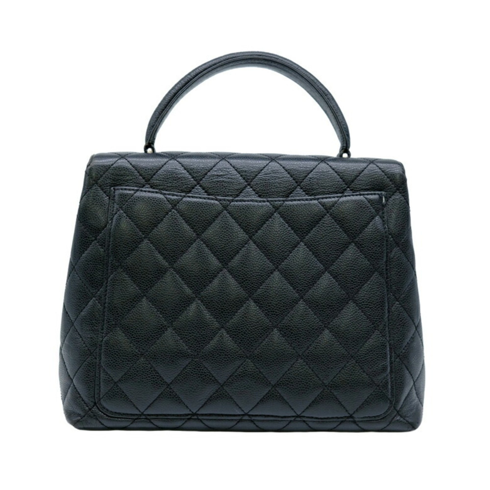 CHANEL Matelasse Caviar Skin Kelly Tote Bag Handbag Black Seal Included A12397