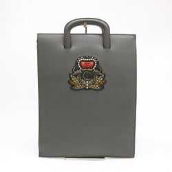 Christian Louboutin Trick Track Handbag Clutch Bag Grey Red 1175038