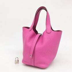 HERMES Picotin Lock PM Handbag Tote Bag Taurillon Clemence Magnolia Pink Leather