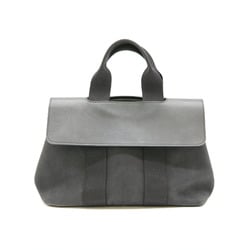 HERMES Hermes Tote Bag Handbag Valparaiso PM Toile Chevron Black Canvas Leather