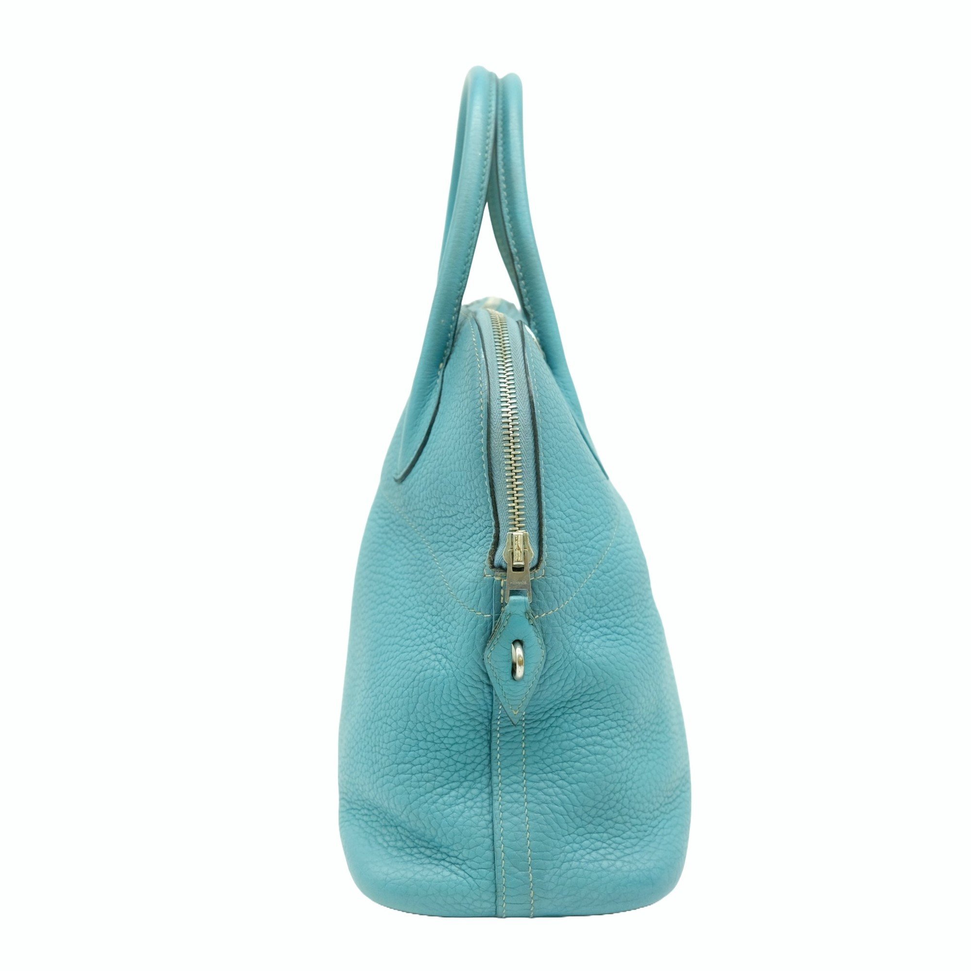 HERMES Bolide 31 handbag shoulder bag in Taurillon Clemence leather and blue jean