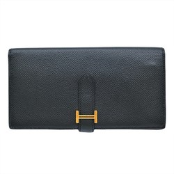 HERMES Bearn Soufflet Long Wallet Epsom Leather Black