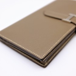 HERMES Bearn Soufflet Long Wallet Epsom Leather Etoupe