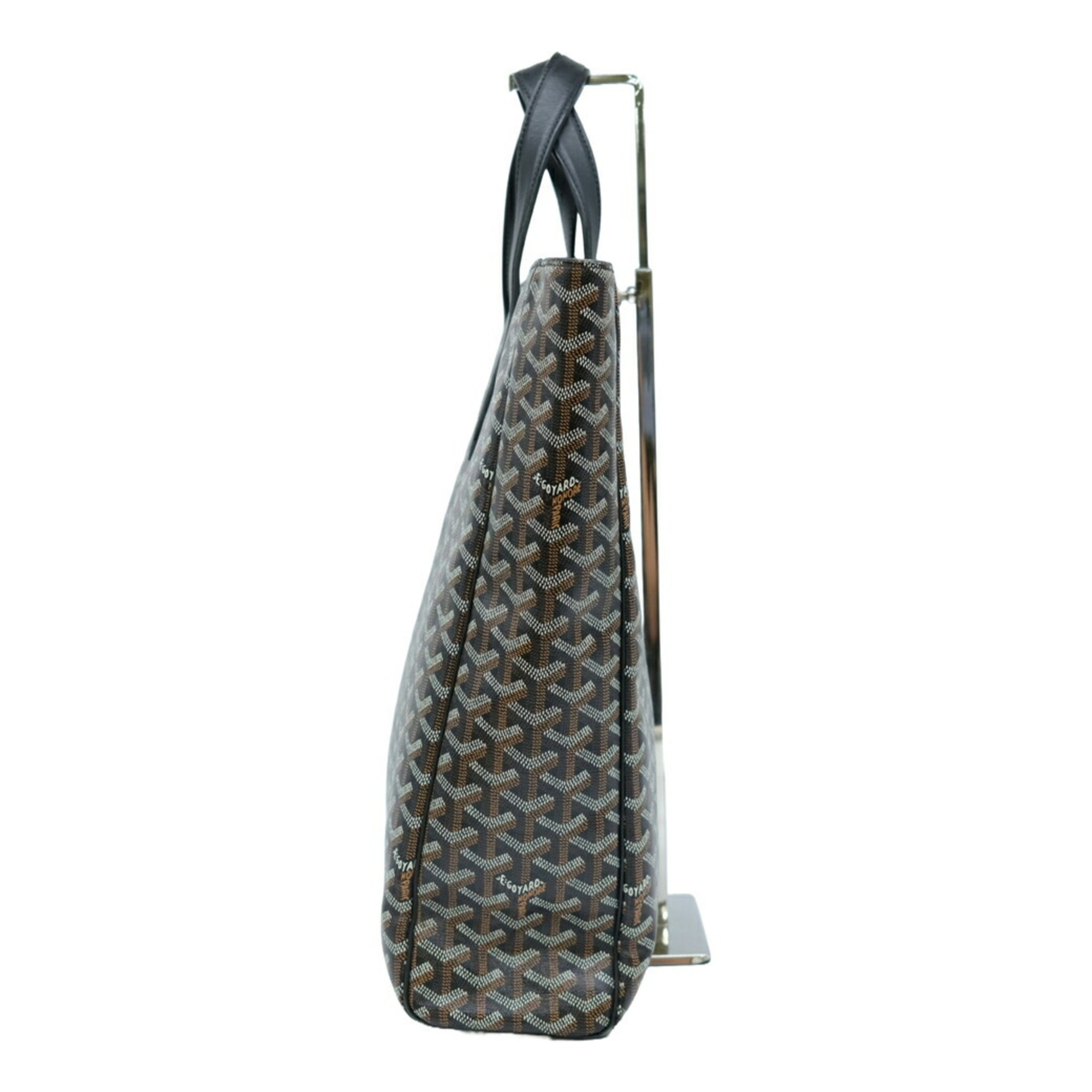 GOYARD Sac Voltaire Tote Bag Handbag Herringbone Leather Black