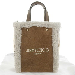 JIMMY CHOO Shearling Bag Suede Brown White MININSTOTEDHA