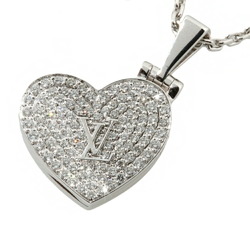 LOUIS VUITTON Pendant Cool Heart Locket Necklace K18WG Pavé Diamond