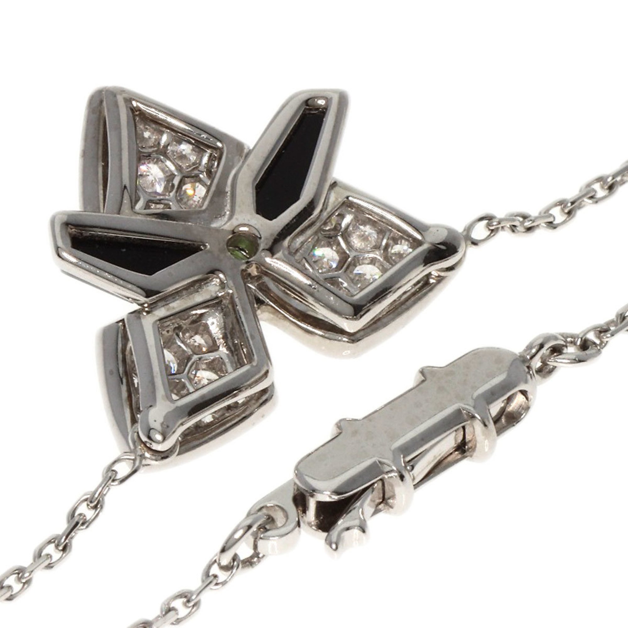 Cartier Caress d'Orchidee Pal Tsavorite Onyx Diamond Necklace K18 White Gold Women's CARTIER