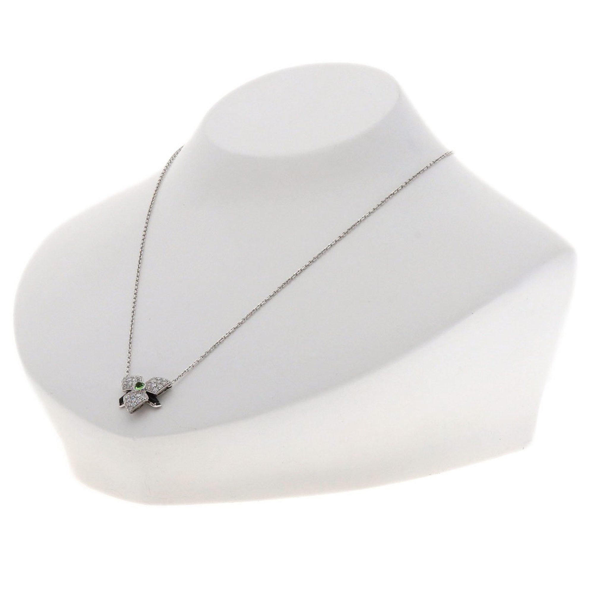 Cartier Caress d'Orchidee Pal Tsavorite Onyx Diamond Necklace K18 White Gold Women's CARTIER