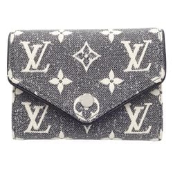 LOUIS VUITTON Louis Vuitton Tri-fold Wallet M81859 Portefeuille Victorine Monogram Jacquard Denim Gray Black 180382