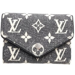 LOUIS VUITTON Louis Vuitton Tri-fold Wallet M81859 Portefeuille Victorine Monogram Jacquard Denim Gray Black 180382