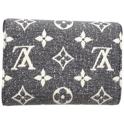 LOUIS VUITTON Louis Vuitton Tri-fold Wallet M81859 Portefeuille Victorine Monogram Jacquard Denim Gray Black 180382