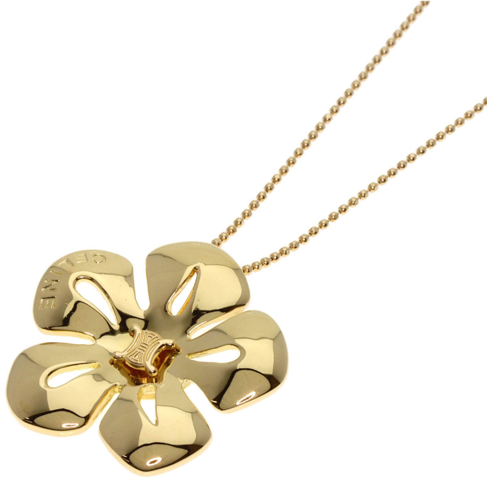 Celine Flower Motif Necklace K18 Yellow Gold Women's CELINE