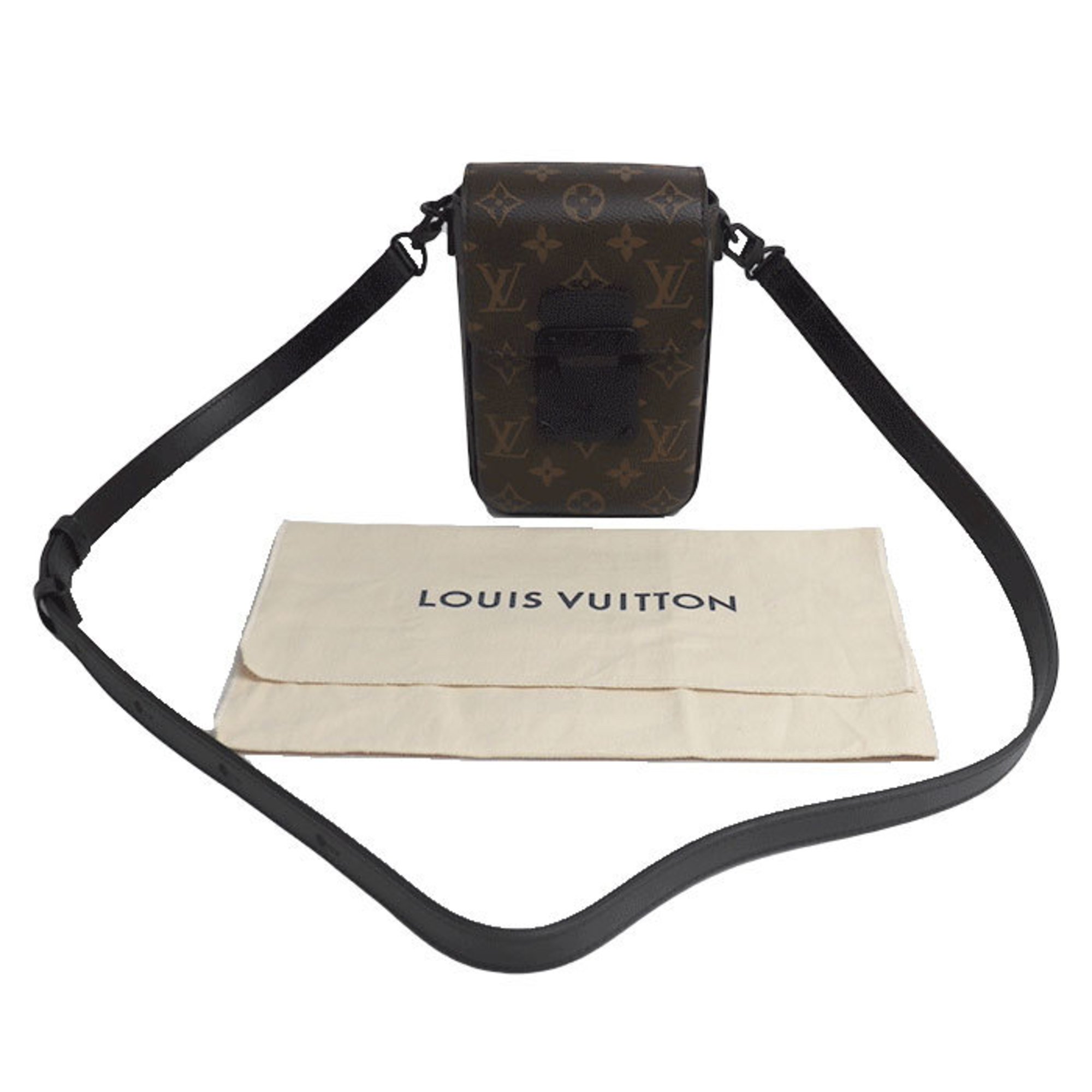 LOUIS VUITTON Louis Vuitton S-Lock Vertical Wearable Wallet Shoulder Bag Brown Black M81522 IC Unisex