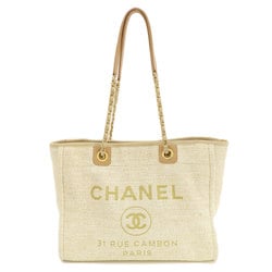 CHANEL Deauville MM Tote Bag Tweed Women's