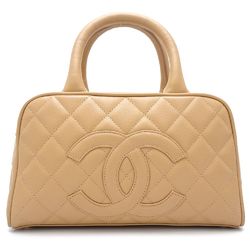 CHANEL Chanel Matelasse A20996 Handbag Boston Caviar Skin Beige 351182