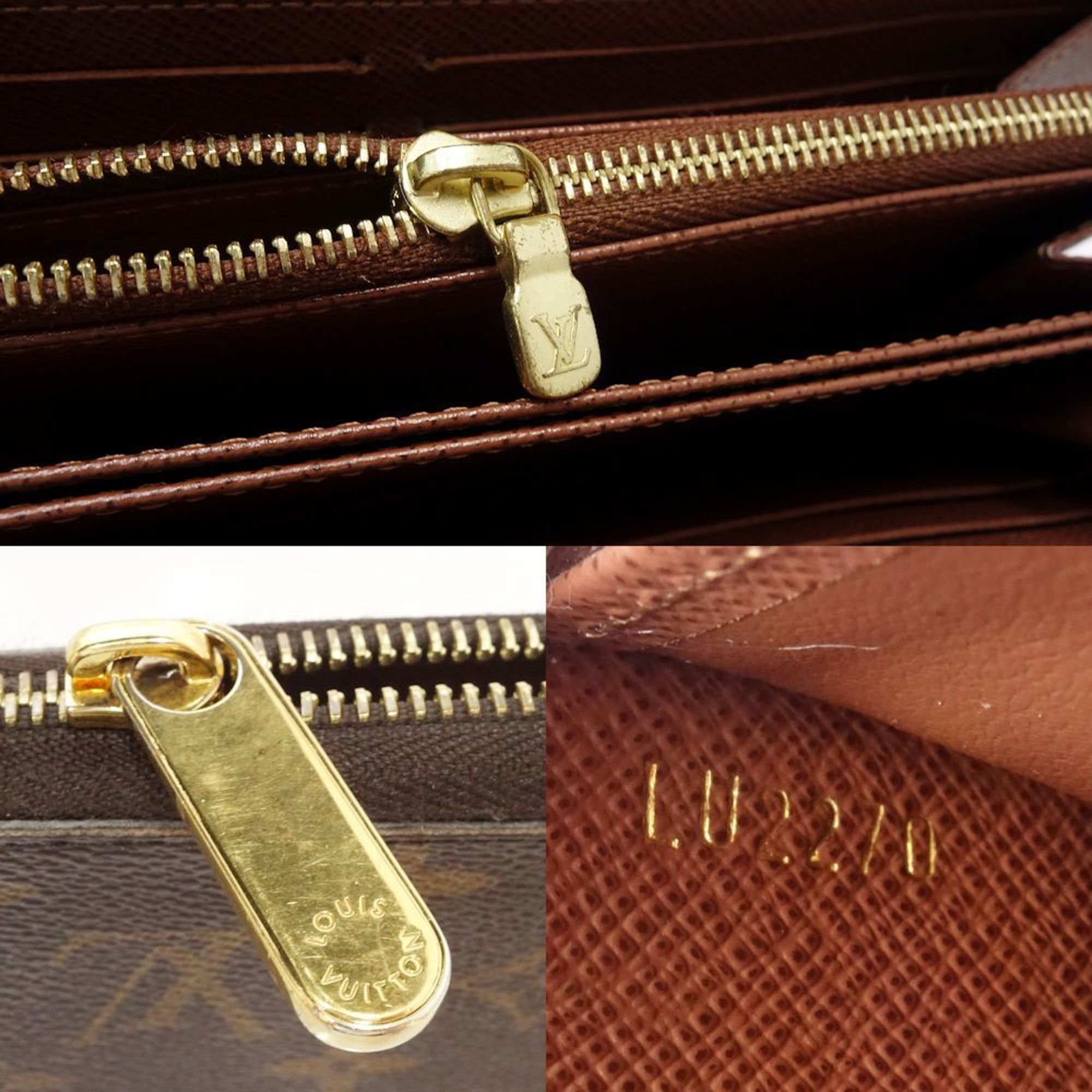 LOUIS VUITTON Louis Vuitton Monogram Long Wallet M60017 Zippy Brown 180384