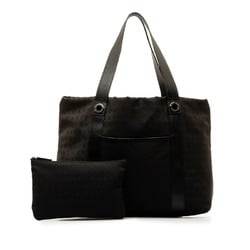 BVLGARI Mania Handbag Tote Bag Black Canvas Leather Women's
