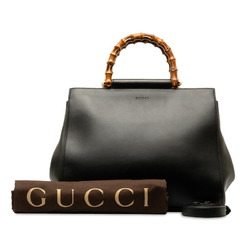 Gucci Bamboo Handbag Shoulder Bag 453766 Black Leather Women's GUCCI