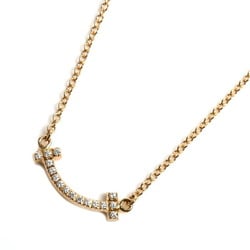 TIFFANY&Co. Tiffany K18PG Pink Gold T Smile Diamond Necklace 62617772 2.1g 41-46cm Women's
