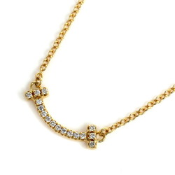 TIFFANY&Co. Tiffany K18YG Yellow Gold T Smile Diamond Necklace 62617683 2.3g 41-46cm Women's