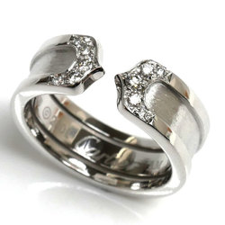 CARTIER K18WG White Gold C2 Diamond Ring Size 8 48 7.0g Women's