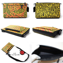 COACH Holden Crossbody Shoulder Bag MKxKH Yellow Black Red C6911 QBTJD Disney Mickey Mouse x Keith Haring Unisex