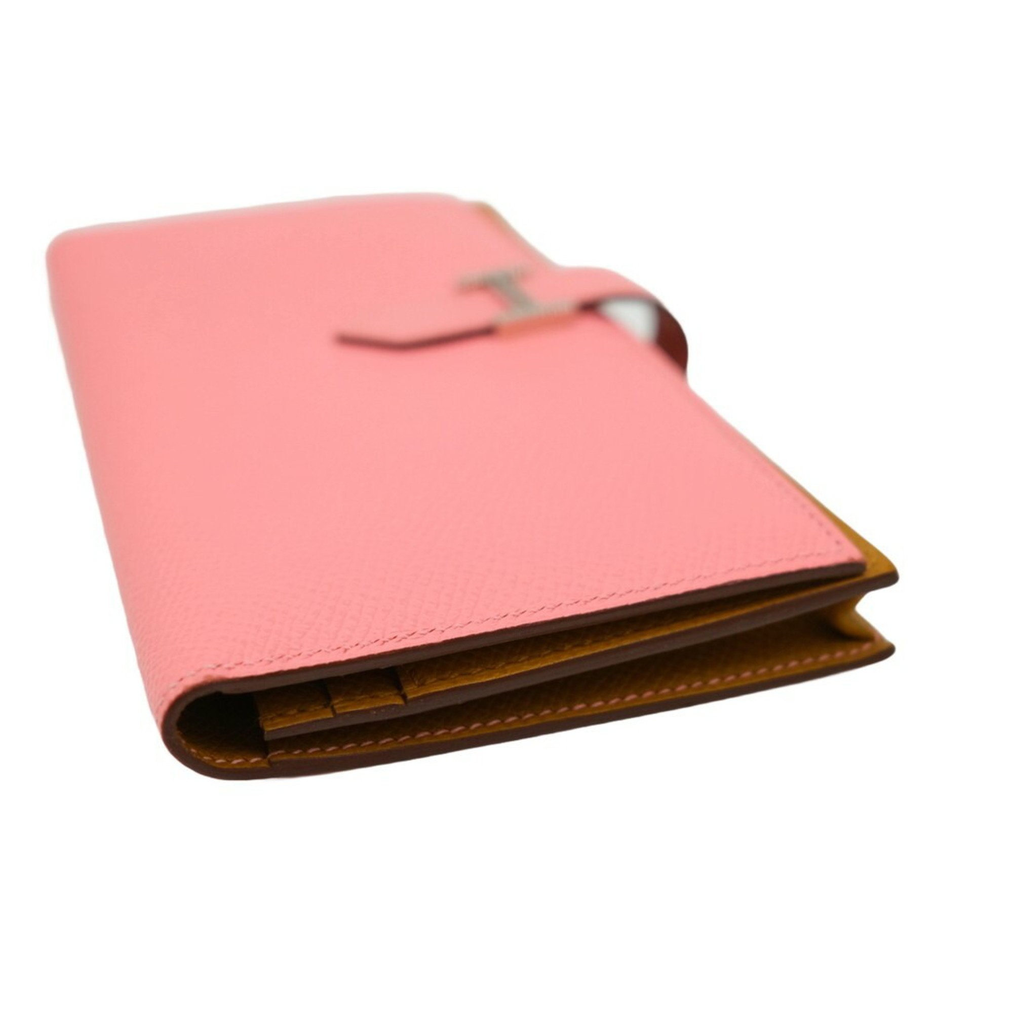 Hermes Bearn Soufflet Verso Long Wallet Leather Epsom Rose Confetti Sesame Pink