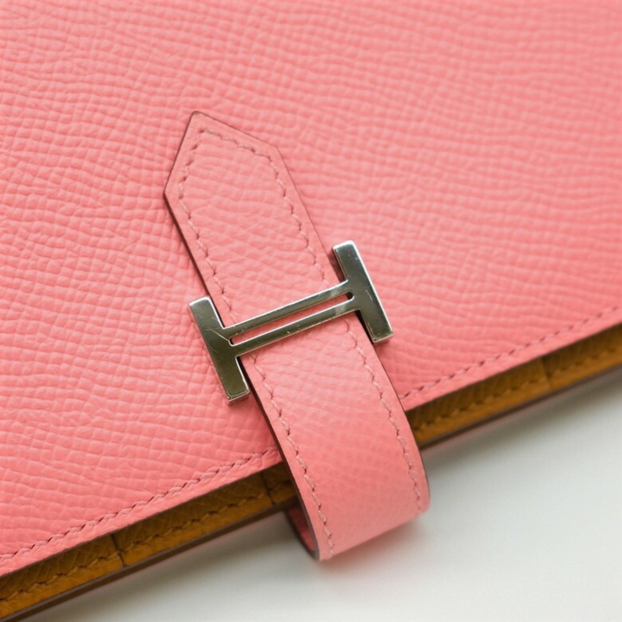 Hermes Bearn Soufflet Verso Long Wallet Leather Epsom Rose Confetti Sesame Pink
