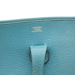 HERMES Evelyn 1 PM Shoulder Bag in Taurillon Clemence Leather and Blue Jean