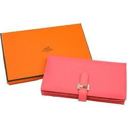 HERMES Bearn Soufflet Long Wallet, Epsom Leather, Rose Azalee, Pink