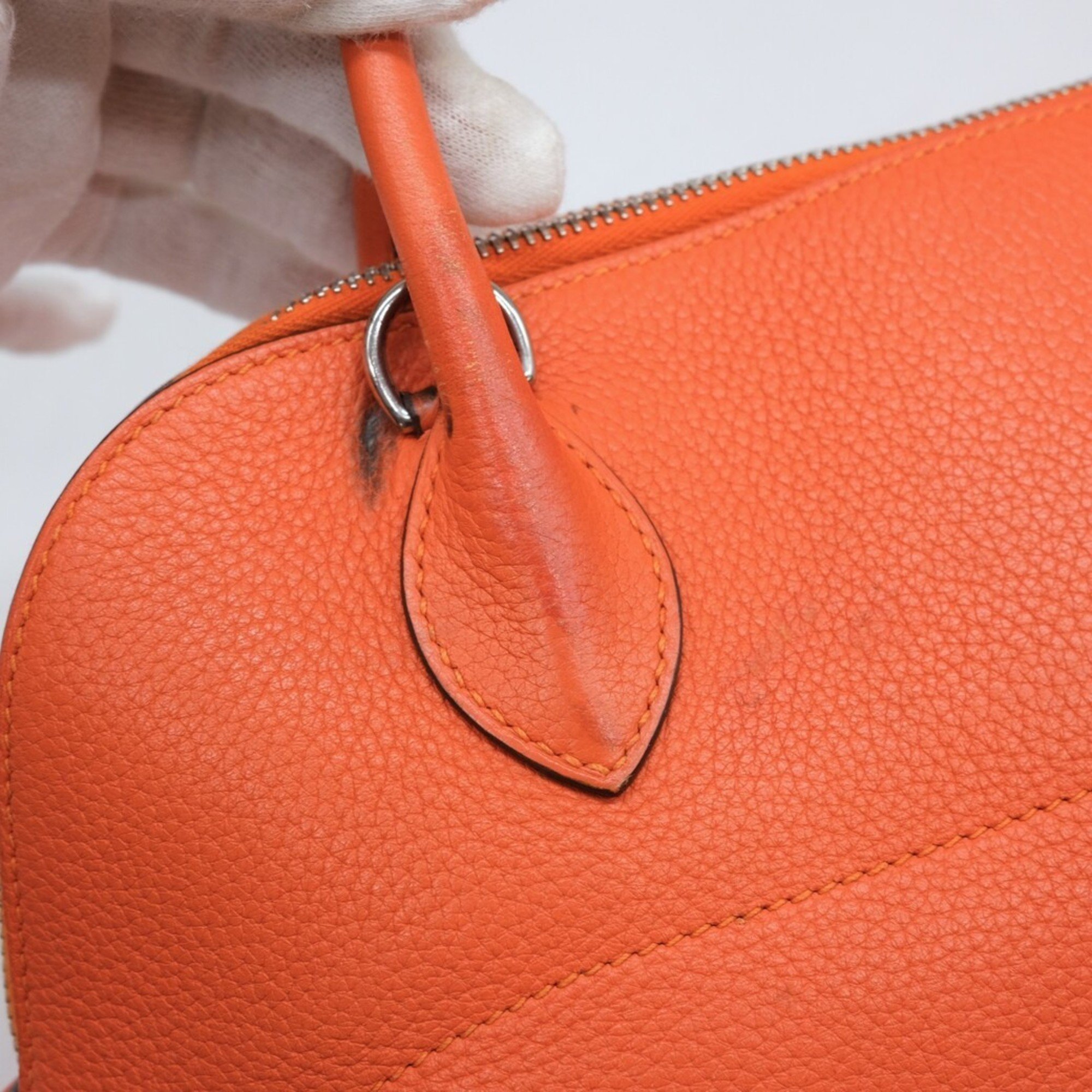 HERMES Bolide 31 Tote Bag, Handbag, Shoulder Taurillon Clemence Leather, Orange