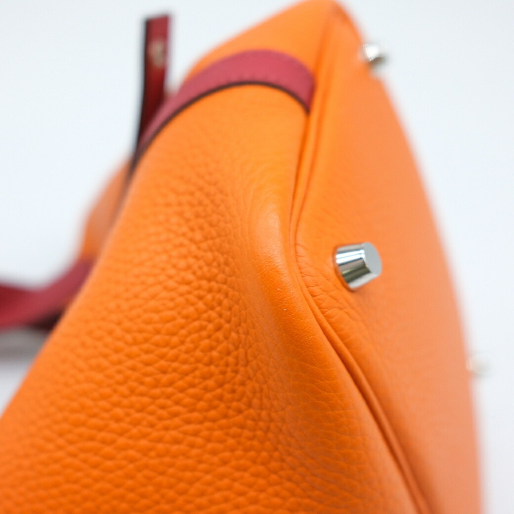 HERMES Picotin Lock Touch PM Handbag Tote Bag Taurillon Clemence Orange Rouge Grenat