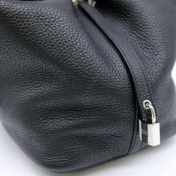 HERMES Picotin Lock MM Handbag Taurillon Clemence Leather Black