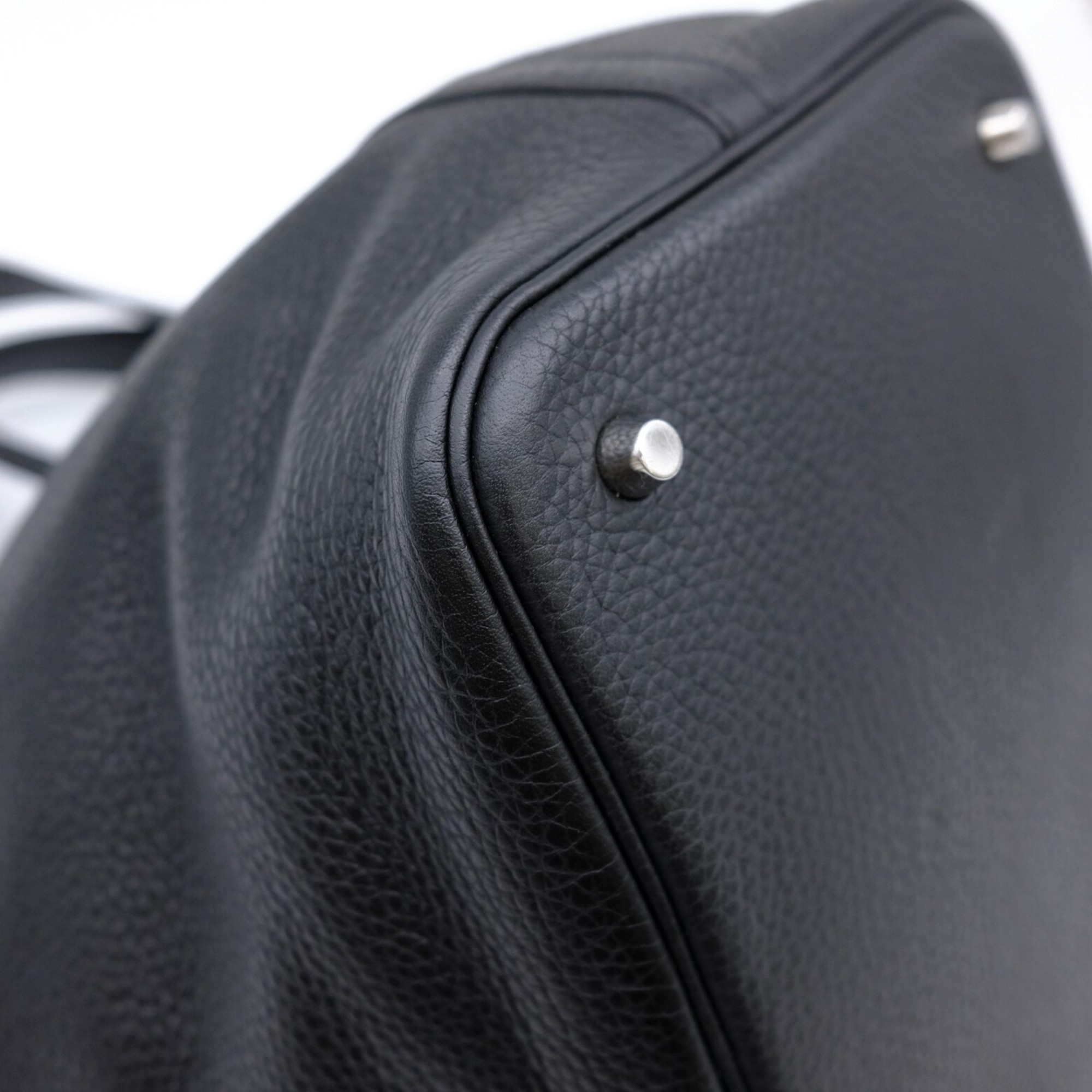 HERMES Picotin Lock MM Handbag Taurillon Clemence Leather Black