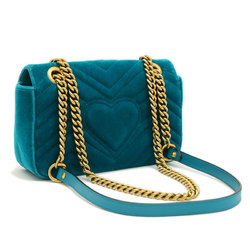 Gucci GG Marmont Chain Shoulder Bag Velvet Blue 446744