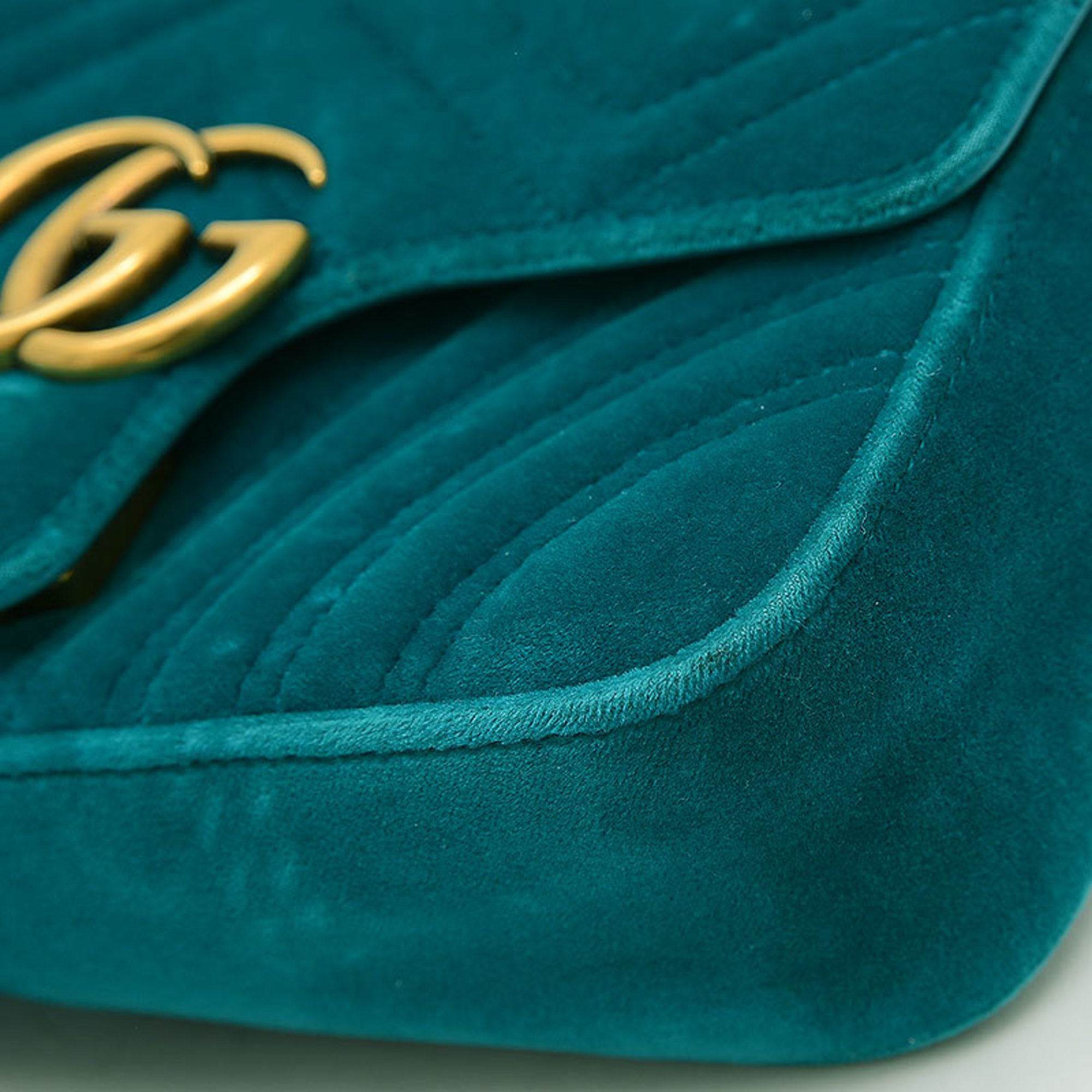 Gucci GG Marmont Chain Shoulder Bag Velvet Blue 446744