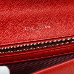 Christian Dior Dior Diorama Chain Shoulder Bag Leather Red