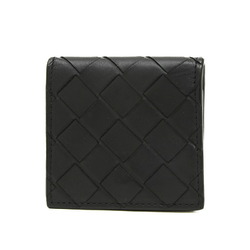 Bottega Veneta Intrecciato Folding Wallet/Coin Case Leather Black 596579