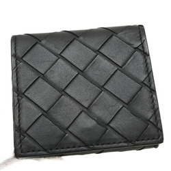 Bottega Veneta Intrecciato Folding Wallet/Coin Case Leather Black 596579