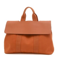 Hermes Valparaiso MM Handbag Toile Chevron Leather Orange