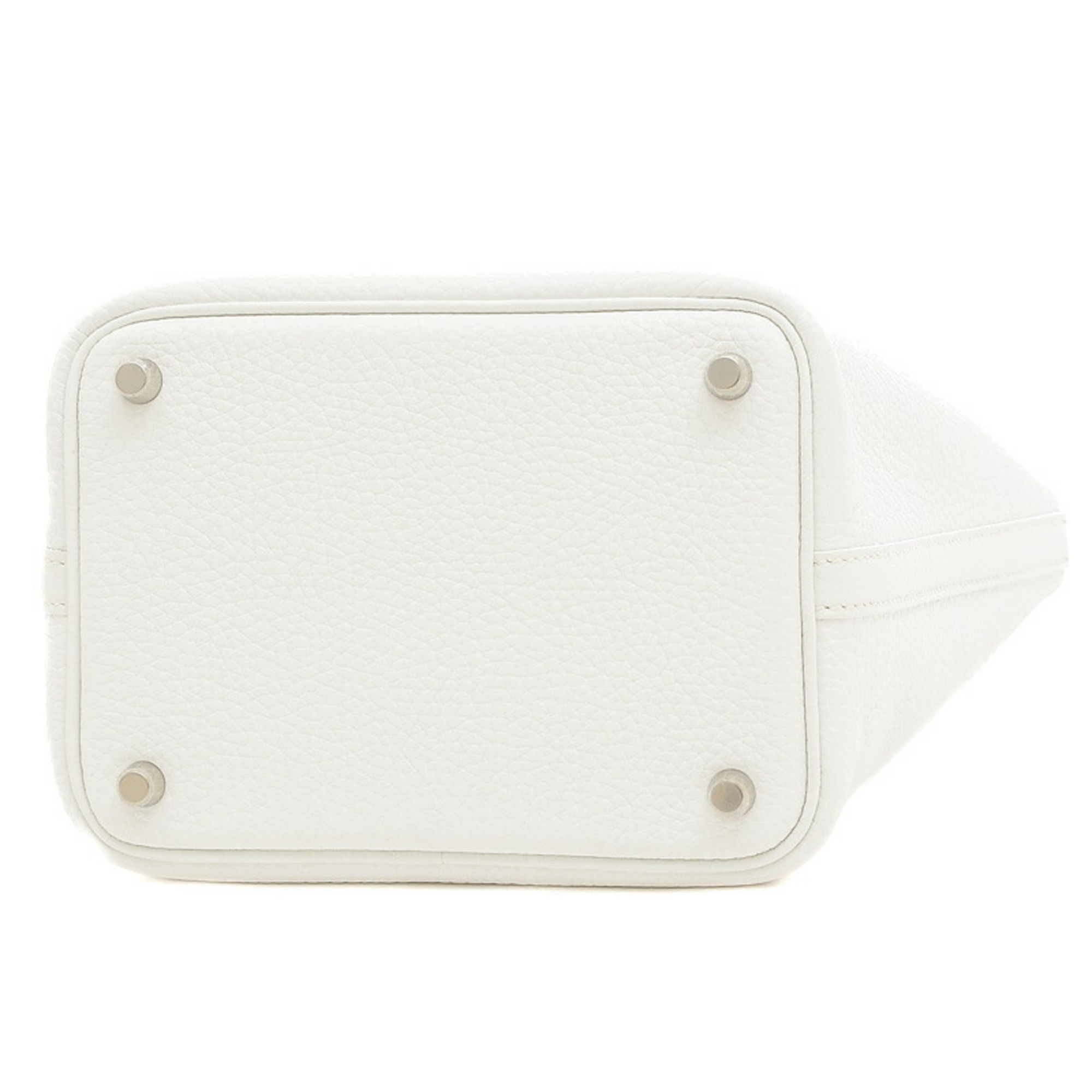Hermes Picotin Lock PM 18 Handbag Taurillon Clemence New White B Stamp