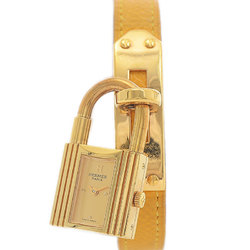 Hermes Cadena Watch Ladies' Gold Dial GP Leather Quartz