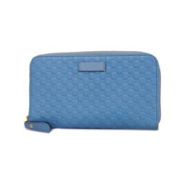 Gucci Long Wallet Micro Guccissima 449391 Leather Light Blue Women's