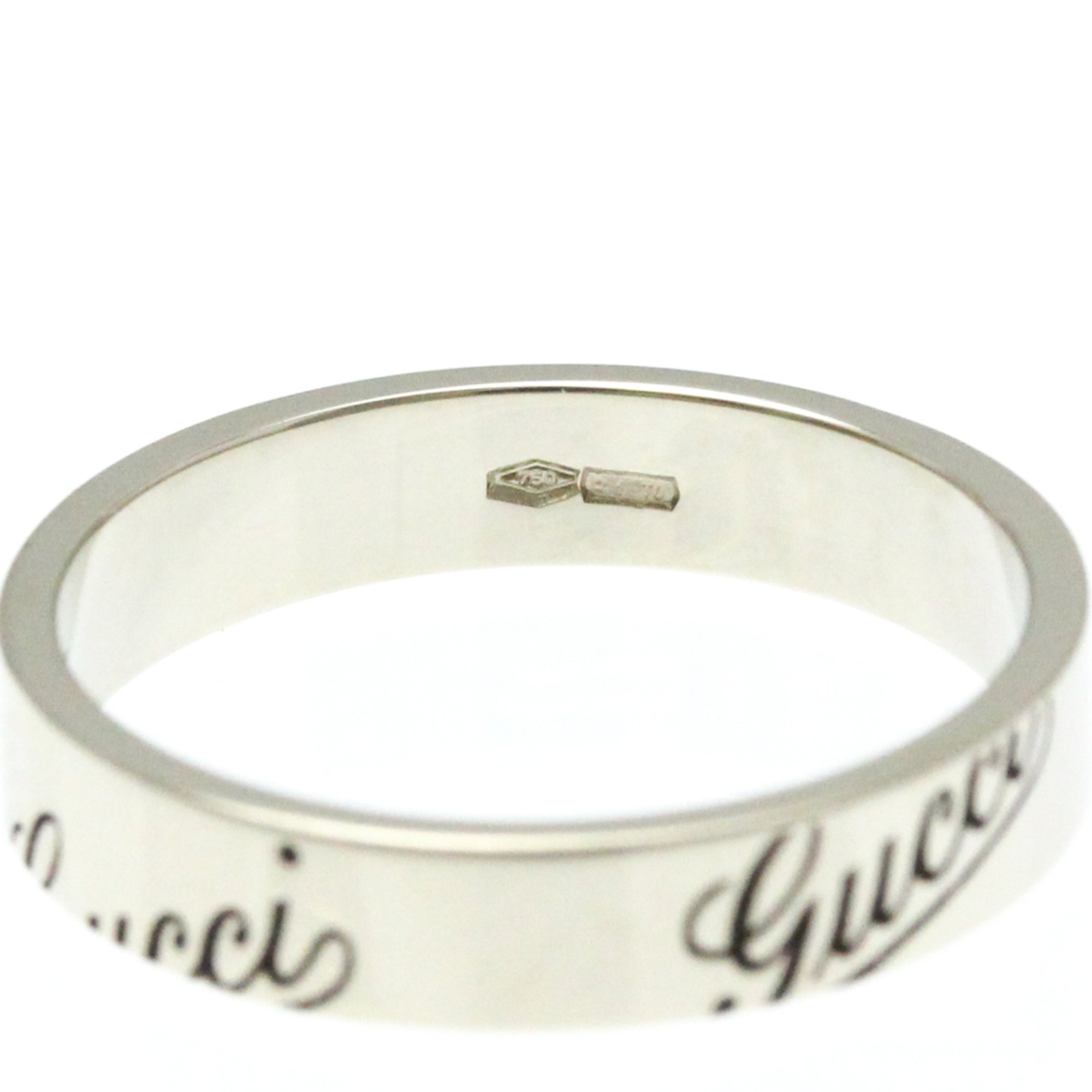 Gucci Logo Print Ring White Gold (18K) Fashion No Stone Band Ring Silver