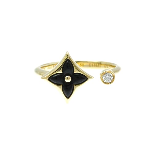 Louis Vuitton Ring Star Blossom Mini Yellow Gold X Onyx X Diamond Q9N91F Yellow Gold (18K) Fashion Diamond,Onyx Band Ring Carat/0.04 Gold